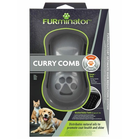 FURminator Curry Comb расческа для взрослых собак всех пород, кошек, грызунов и кроликов резиновая - 5 мм фото 1