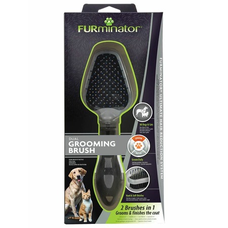 FURminator Dual Brush щетка для взрослых собак всех пород, кошек, грызунов, кроликов и хорьков двухсторонняя - 12 мм фото 1