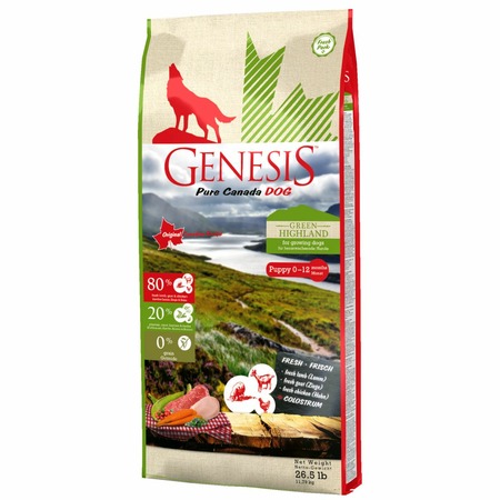 Genesis Pure Canada Green Highland Puppy для щенков, юниоров, беременных и кормящих взрослых собак всех пород с курицей, козой и ягненком фото 1
