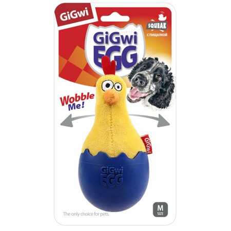 GiGwi игрушка для собак Цыпленок неваляшка с пищалкой фото 1