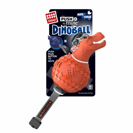 GiGwi игрушка для собак Динобол Т-рекс с отключаемой пищалкой, оранжевая фото 1