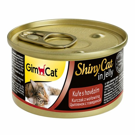 GimCat ShinyCat влажный корм для кошек, из цыпленка с говядиной, кусочки в желе, в консервах - 70 г фото 1