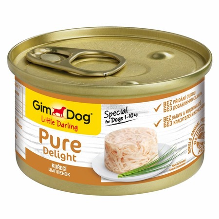 GimDog Pure Delight влажный корм для собак мелких и миниатюрных пород, из цыпленка, кусочки в желе, в консервах - 85 г фото 1