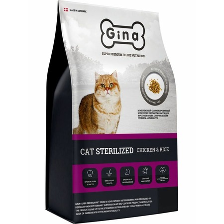 Gina Cat Sterilized сухой корм для стерилизованных кошек, с курицей и рисом фото 1