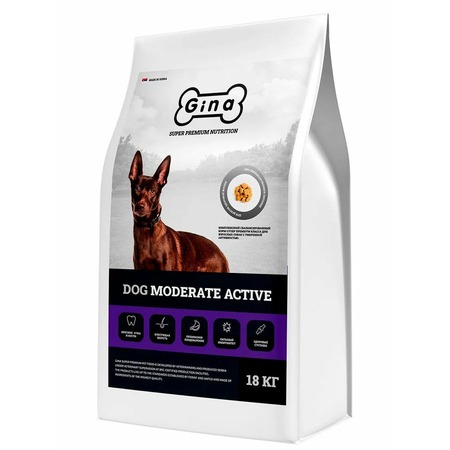 Gina Dog Moderate Active сухой корм для собак с умеренной активностью, с уткой, ягненком и тунцом фото 1