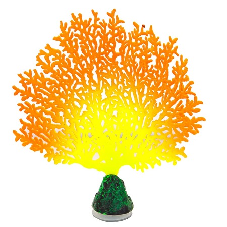Gloxy флуоресцентная аквариумная декорация коралл веерный, оранжевый 13,5х3х16 см фото 1