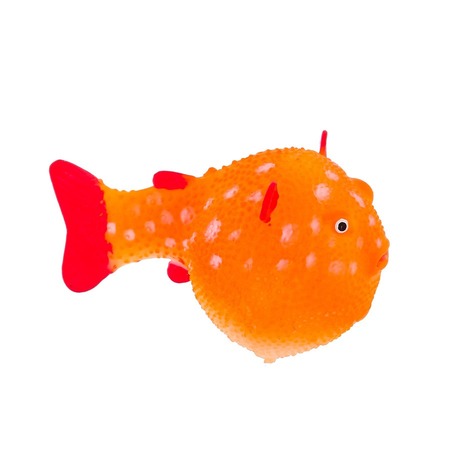 Gloxy флуоресцентная аквариумная декорация рыба шар на леске, оранжевая 8х5х5,5 см фото 1