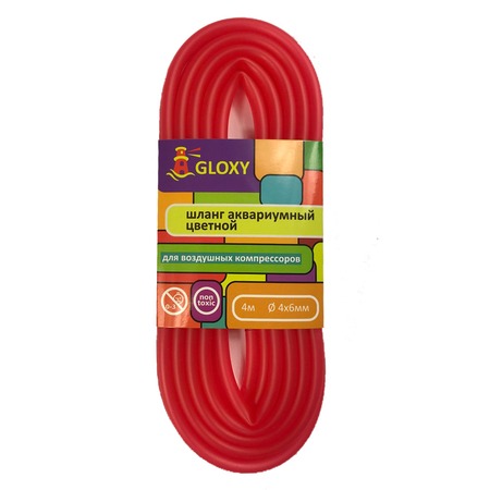 Gloxy шланг воздушный аквариумный, красный - 4 м фото 1