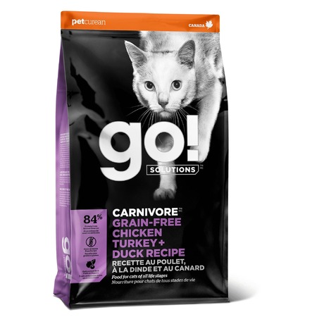 GO! Carnivore GF Chicken, Turkey + Duck сухой корм для котят и кошек, беззерновой, 4 вида мяса: курица, индейка, утка и лосось фото 1