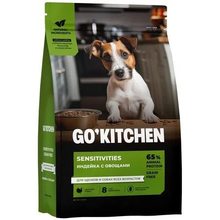 Go Kitchen сухой корм для щенков и собак всех возрастов, беззерновой, с индейкой сухой корм для чувствительного пищеварения - 5,44 кг фото 1