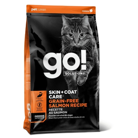 Go! SKIN + COAT Grain Free Salmon Recipe CF 30/14 сухой беззерновой корм для взрослых кошек и котят для кожи и шерсти, с лососем - 7,26 кг фото 1