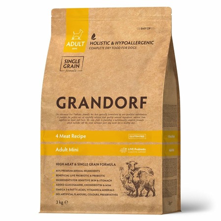 Grandorf сухой корм для взрослых собак мелких пород с четырьмя видами мяса - 3 кг фото 1