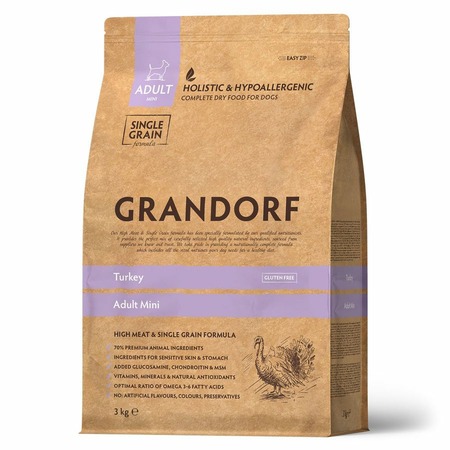 Grandorf сухой корм для взрослых собак мелких пород с ягненком и индейкой - 3 кг фото 1