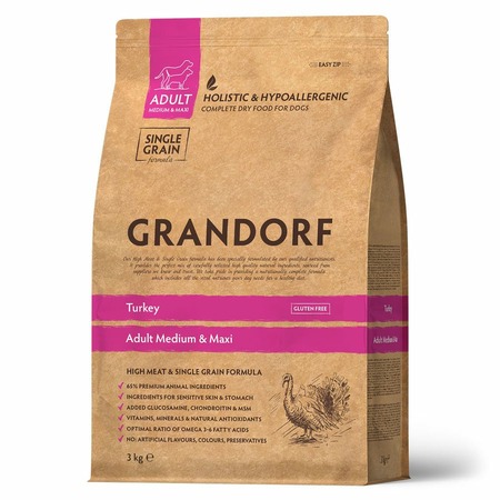 Grandorf сухой корм для собак средних и крупных пород, с индейкой - 3 кг фото 1