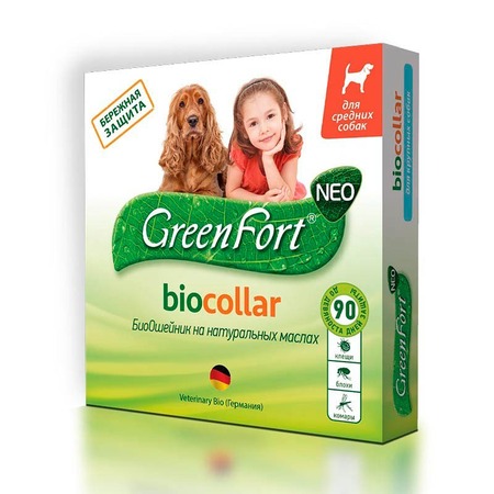 GreenFort NEO БиоОшейник для средних собак , от клещей, блох, вшей, власоедов, комаров, слепней 65 см фото 1