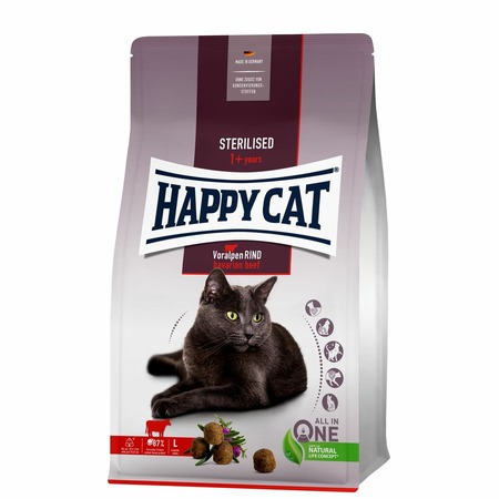 Happy Cat Sterilised полнорационный сухой корм для стерилизованных кошек, с альпийской говядиной - 1,3 кг фото 1