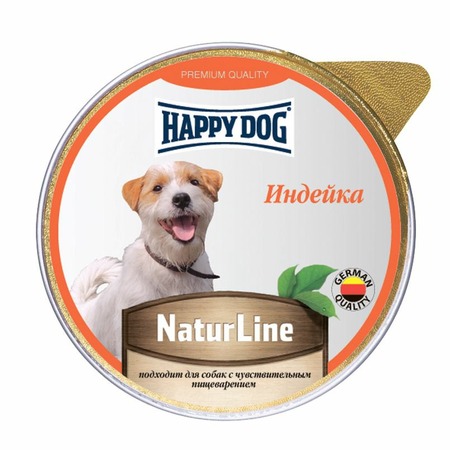 Happy Dog Natur Line полнорационный влажный корм для собак и щенков, паштет с индейкой, в ламистерах - 125 г фото 1