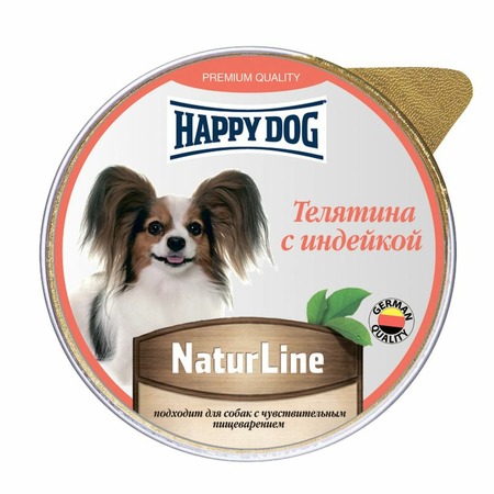 Happy Dog Natur Line полнорационный влажный корм для собак и щенков, паштет с телятиной и индейкой, в ламистерах - 125 г фото 1