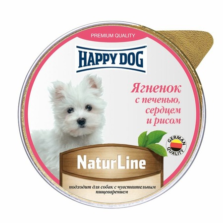 Happy Dog Natur Line полнорационный влажный корм для собак и щенков, паштет с ягненком, печенью, сердцем и рисом, в ламистерах - 125 г фото 1