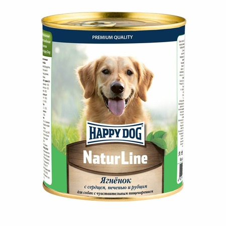 Happy Dog Natur Line консервы для взрослых собак с чувствительным пищеварением с ягненком, сердцем, печенью и рубцом - 970 гр х 12 шт фото 1
