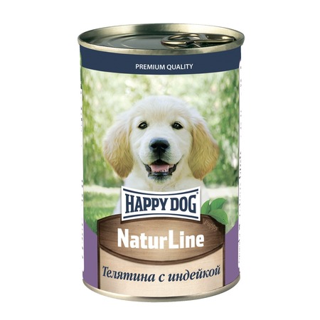 Happy Dog Natur Line полнорационный влажный корм для щенков, фарш из телятины и индейки, в консервах - 410 г фото 1