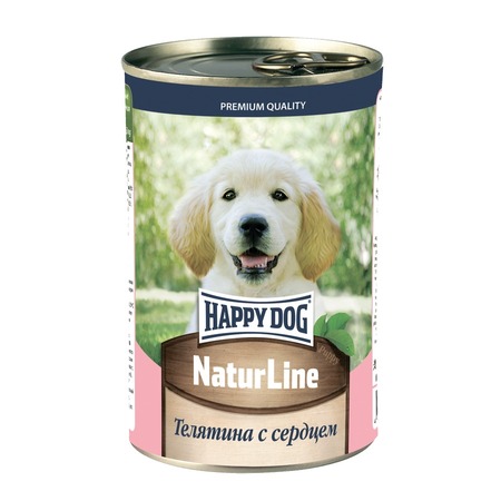 Happy Dog Natur Line полнорационный влажный корм для щенков, фарш из телятины и сердца - 410 г фото 1