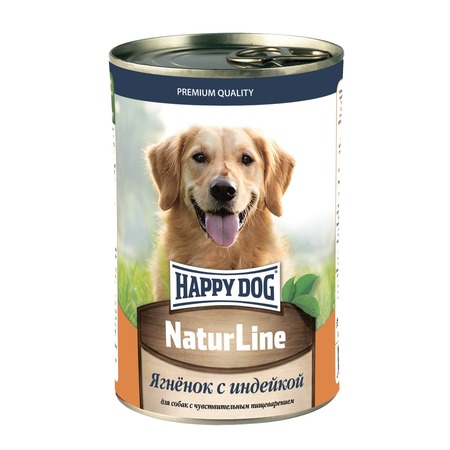 Happy Dog Natur Line полнорационный влажный корм для собак, фарш из ягненка и индейки, в консервах - 410 г фото 1
