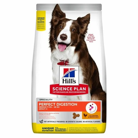Hills Science Plan Perfect Digestion сухой корм для собак средних пород для поддержания здоровья пищеварения и питания микробиома, с курицей и коричневым рисом - 2,5 кг фото 1