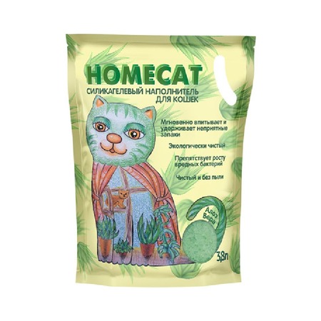 Homecat Алоэ Вера силикагелевый наполнитель для кошачьих туалетов с ароматом алоэ вера 3,8 л фото 1