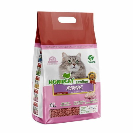 HOMECAT Ecoline комкующийся наполнитель для кошачьих туалетов с ароматом лотоса - 6 л фото 1