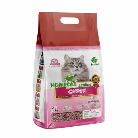 HOMECAT Ecoline комкующийся наполнитель для кошачьих туалетов с ароматом сакуры - 6 л фото 1