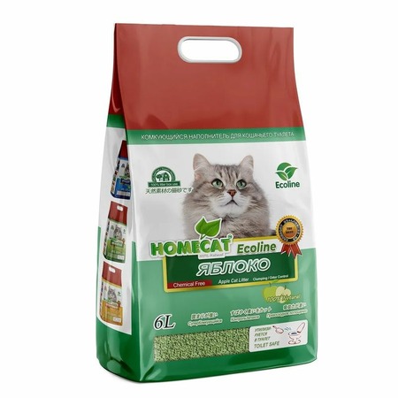 HOMECAT Ecoline комкующийся наполнитель для кошачьих туалетов с ароматом яблока - 6 л фото 1