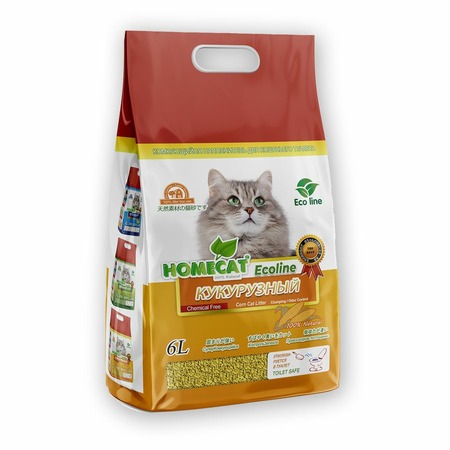 Наполнитель для кошачьего туалета Homecat Эколайн Кукурузный комкующийся  - 6 л (2.8 кг) фото 1