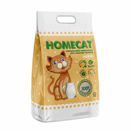 HOMECAT Ecoline комкующийся наполнитель для кошачьих туалетов с ароматом молока - 12 л фото 1