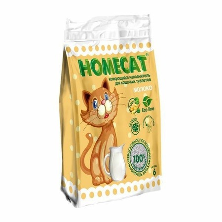 HOMECAT Ecoline комкующийся наполнитель для кошачьих туалетов с ароматом молока - 6 л фото 1