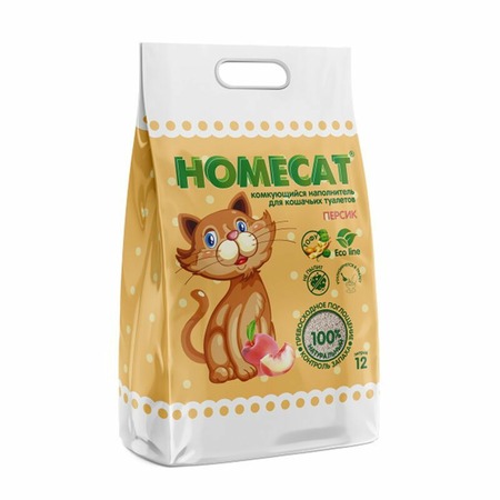 HOMECAT Ecoline комкующийся наполнитель для кошачьих туалетов с ароматом персика - 12 л фото 1