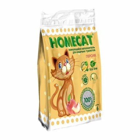 HOMECAT Ecoline комкующийся наполнитель для кошачьих туалетов с ароматом персика - 6 л фото 1