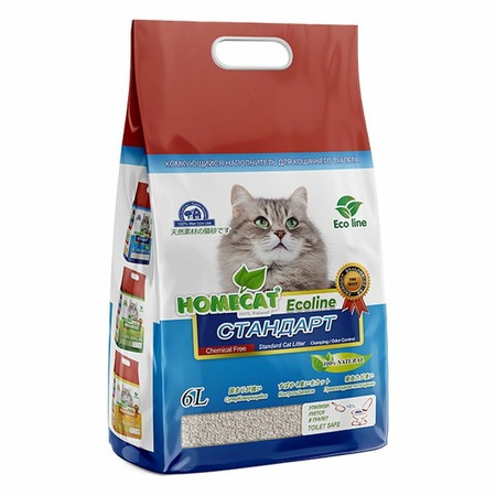 Наполнитель для кошачьего туалета Homecat Эколайн Стандарт комкующийся  - 6 л (2.8 кг) фото 1