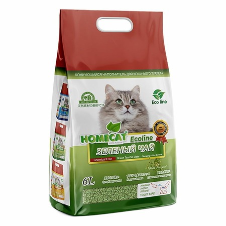 HOMECAT Ecoline комкующийся наполнитель для кошачьих туалетов с ароматом зеленого чая - 6 л фото 1