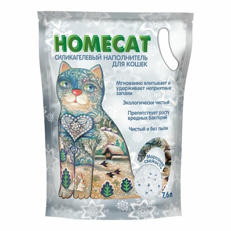 Homecat Морозная свежесть cиликагелевый впитывающий наполнитель с ароматом морозной свежести фото 1