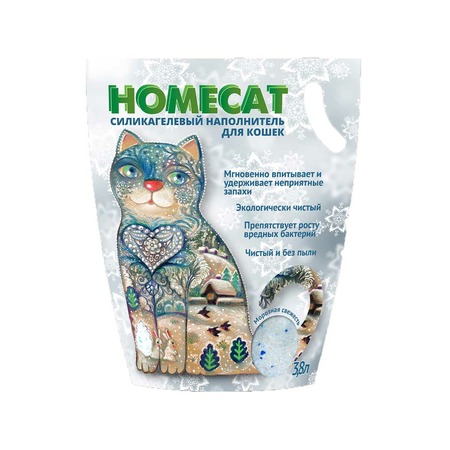 Homecat Морозная свежесть cиликагелевый впитывающий наполнитель с ароматом морозной свежести - 3,6 л фото 1