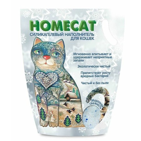 HOMECAT силикагелевый наполнитель для кошачьих туалетов с ароматом морозной свежести - 12,5 л фото 1