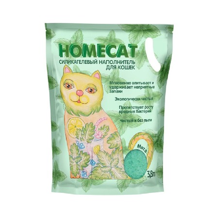 Homecat Мята силикагелевый наполнитель для кошачьих туалетов с ароматом мяты 3,8 л фото 1