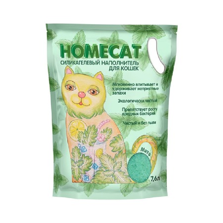HOMECAT силикагелевый наполнитель для кошачьих туалетов с ароматом мяты - 7,6 л фото 1