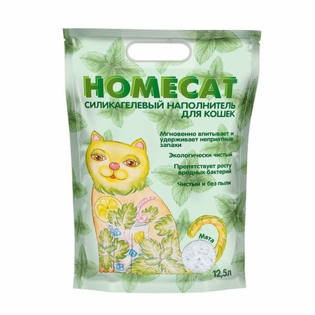 HOMECAT силикагелевый наполнитель для кошачьих туалетов с ароматом мяты - 12,5 л фото 1