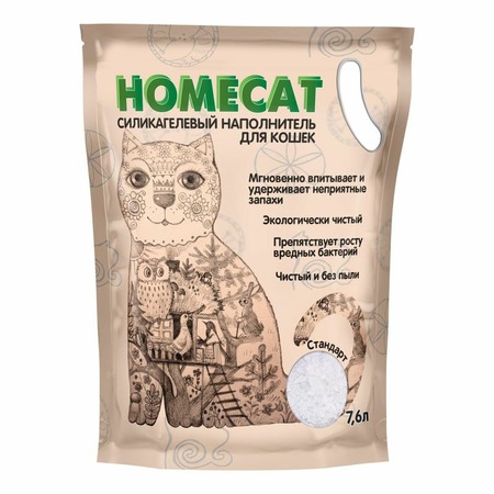 HOMECAT Стандарт силикагелевый наполнитель для кошачьих туалетов без запаха - 7,6 л фото 1