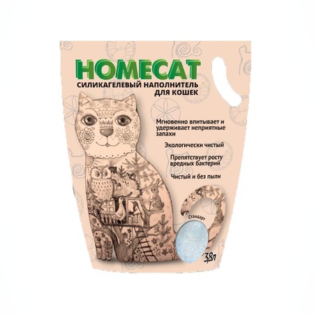 Homecat Стандарт cиликагелевый впитывающий наполнитель без запаха - 3,6 л фото 1