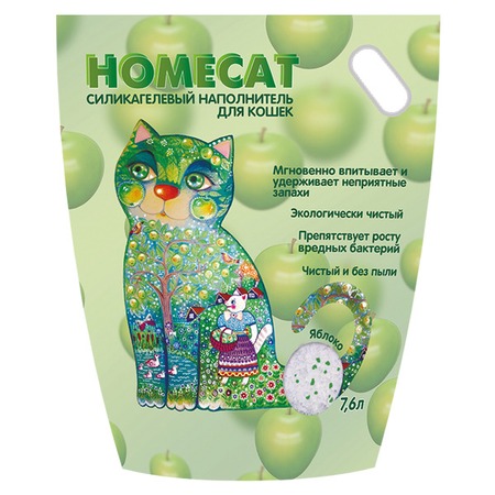 Homecat Яблоко cиликагелевый впитывающий наполнитель с ароматом яблока - 7,6 л фото 1