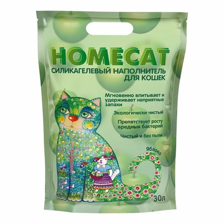 HOMECAT силикагелевый наполнитель для кошачьих туалетов с ароматом яблока - 30 л фото 1