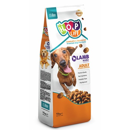 Hop Life Adult полнорационный сухой корм для собак с ягненком - 15 кг фото 1